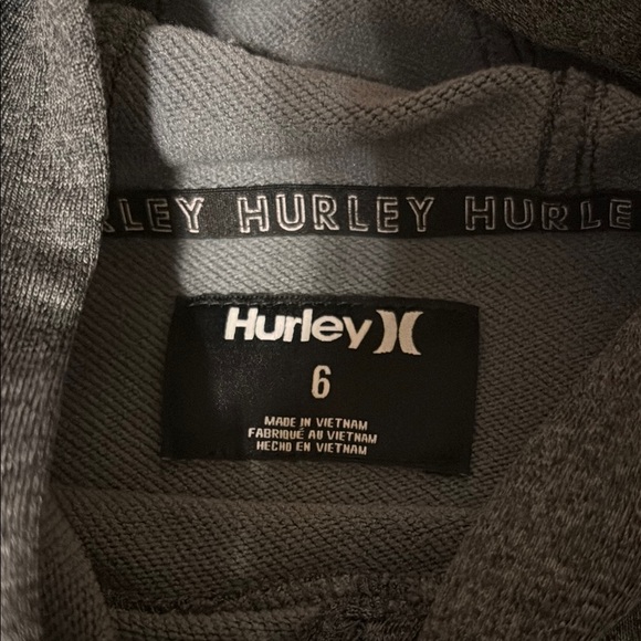 Hurley Dark Gray Hoodie with Two-Tone Design and Large Logo - Picture 2 of 2